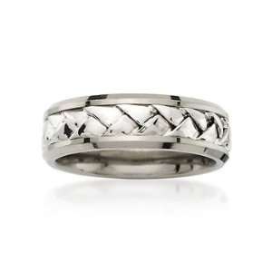    Mens 7mm Sterling Silver and Titanium Wedding Ring: Jewelry