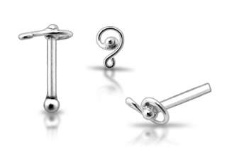 20g 6mm Silver Music Note Sign Nose Ring Stud N120  