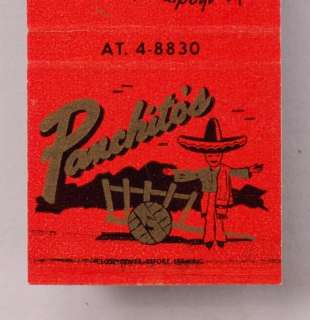 1950s Matchbook Panchitos Mexican San Gabriel CA MB  