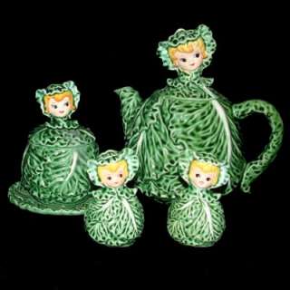 MINT Vintage Lefton Cissy Cabbage Cuties Pixie Girl Teapot Jam Sugar 