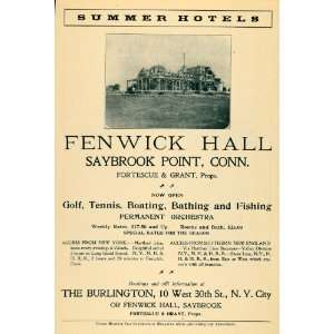  1904 Ad Fenwick Hall Saybrook Point Hotel Fortescue 