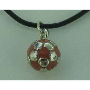  Soccer Ball Cord Necklace   Red 