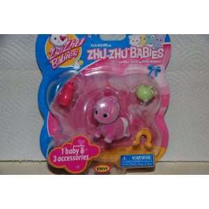  Zhu Zhu Babies Savvy Pink Baby with Accessories Toys 