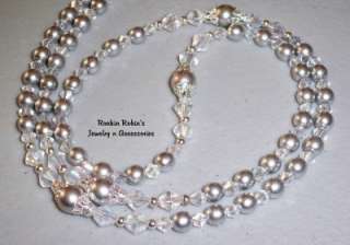 Catholic Rosary Bead Necklace ~ Czech Silver Druk Beads  
