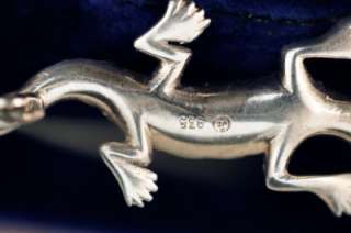 Antique Victorian Silver Diamond & Emerald Paste Lizard Brooch Pin 
