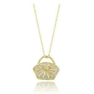   carat Floral Sun Purse 14K Yellow Gold Diamond Charm Necklace Jewelry
