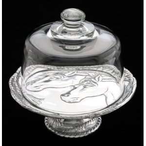  Arthur Court Horse Plate with Glass Dome