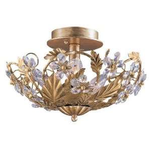   Abbie Collection Hand Cut Crystal Semi Flush Gold Leaf: Home & Kitchen