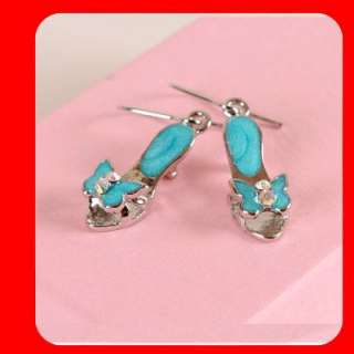 Blue Swarovski Crystal High Heel Butterfly Earrings  