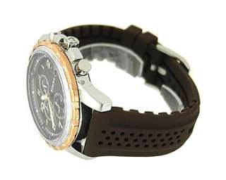Fossil FS4612 Brown Round Dial Brown Silicone Mens Watch  