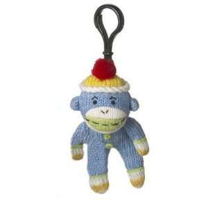  Sock Monkey Plush Toy Clip ons   Blue Monkey: Toys & Games