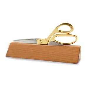  Red Alder Wood Wedge Base with Gold Plated Scissors 