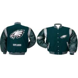   : NFL Philadelphia Eagles Leather Jacket Large **: Sports & Outdoors