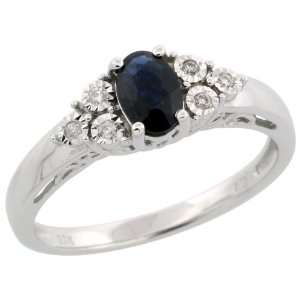   Cut (6x4mm) Blue Sapphire Stone, 1/4 in. (6mm) wide, size 5.5: Jewelry