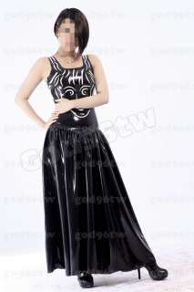 100% Latex Rubber Dress Skirt Catsuit Face Smile Wear With Trim Outfit 