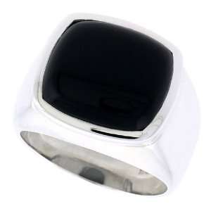   Ring w/ a Square shaped Jet Stone, 5/8 (16mm) wide, size 13: Jewelry