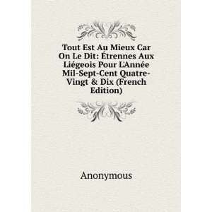   AnnÃ©e Mil Sept Cent Quatre Vingt & Dix (French Edition) Anonymous