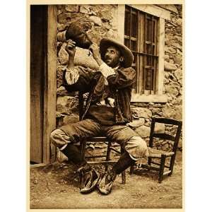  1925 Aragon Peasant Man Drinking Wineskin Spain Costume 