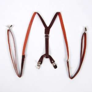  Faux Leather Clip on Suspenders Braces Brown Everything 