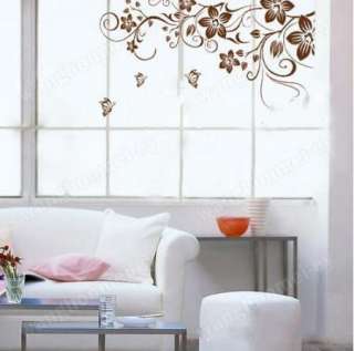 Home Decorating on Large Flower Butterfly Removable Pvc Wall Sticker Home Decor Art Decal