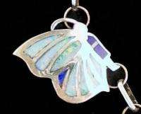 Zuni R Haloo Sterling Lapis Inlay Butterfly Necklace  