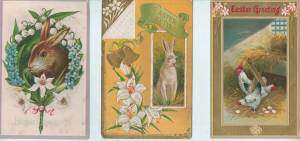 Lot of nine Easter greeting rabbits chickens crosses vintage postcards 