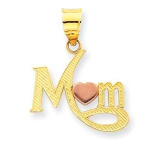  14k Gold Two tone Mom Charm: Jewelry