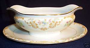 NORITAKE MORIMURA Porcelain China DELANO Gravy Boat Serving Bowl w 