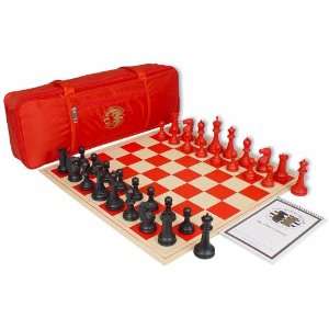   Red Tournament Chess Set Package   Black & Red Pieces Toys & Games