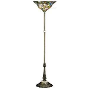  Rosebush Tiffany Stained Glass Floor Lamp 68.5 Inches H 