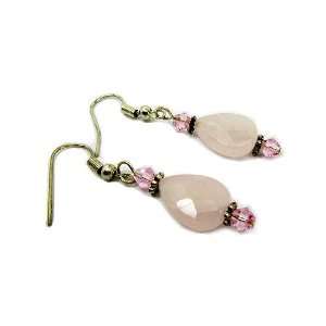   Teardrop Dangle Earrings with Light Rose Colored Crystals Jewelry