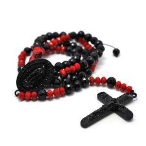  Disco Ball Cross Rosary Necklace MC198BK/RED Jewelry
