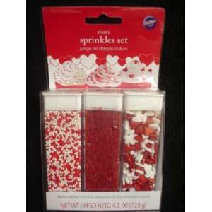 Red & White 3 Pack Sprinkles Set Grocery & Gourmet Food
