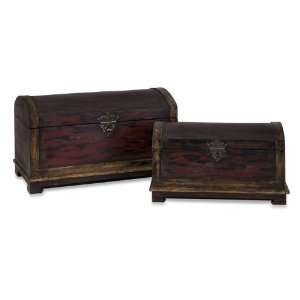   Set of 2 Distressed Decorative Treasure Chests / Boxes