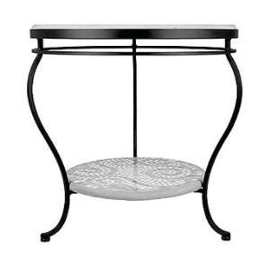  Bianco Ramo Double tiered Outdoor Side Table   Black, 24 