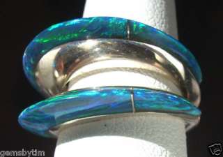 Australian Fire Opal Inlay TWIN BAND Ring AUTH CERT sz6  