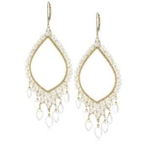   Hand Wire Wrapped Milky and Ice Quartz Chandelier Earrings: Jewelry