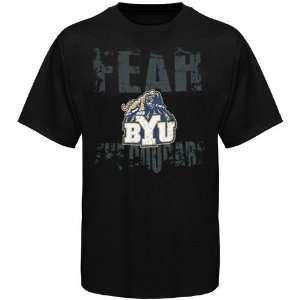  Brigham Young Cougars Black Fear T shirt: Sports 