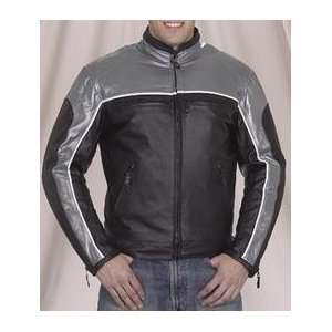   Vented Leather Motorcycle Jacket, Zip Out Liner & Reflective Stripes