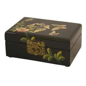  Elegant Oriental Black Lacquered Jewelry Box
