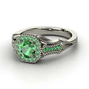  Melissa Ring, Round Emerald Sterling Silver Ring Jewelry