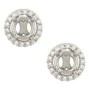    Halo Pave Diamond Earring Mountings .27cttw (CZ ctr) Jewelry