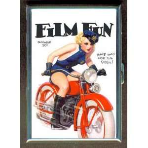  FILM FUN PIN UP ON MOTORCYCLE ID CIGARETTE CASE WALLET 