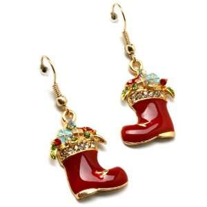  Christmasn Red Boots with crystal stone Earrings 