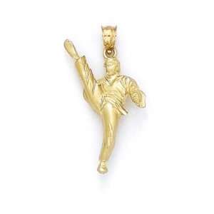  14k Large High Kick Karate Pendant   JewelryWeb Jewelry