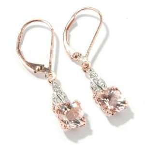  14K Rose Gold Peach Morganite & Diamond Earrings Jewelry