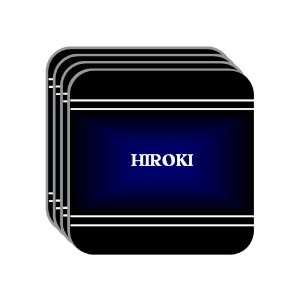 Personal Name Gift   HIROKI Set of 4 Mini Mousepad Coasters (black 