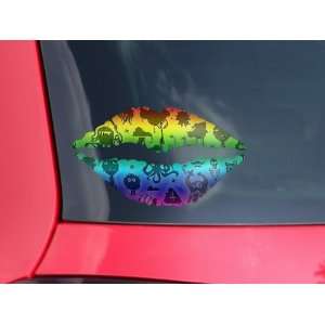 Lips Decal 9x5.5 Cute Rainbow Monsters: Automotive