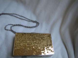 BEBE bag purse handbag pocketbook clutck sequence gold  