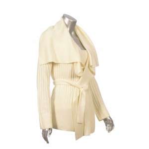 Sutton Studio Womens White Wool Sweater Cardigan Topper  